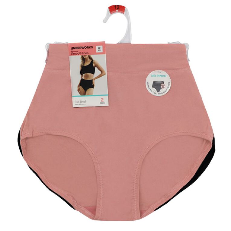 Underworks Women's Smooth Line Full Briefs 2 Pack, Pink, hi-res