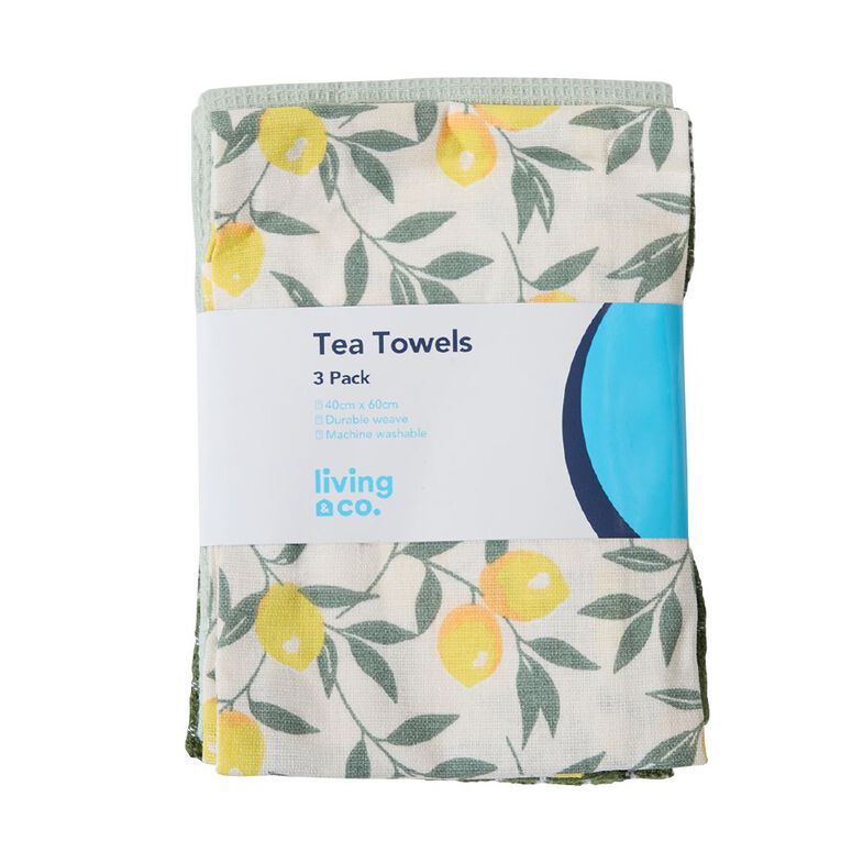 Living & Co Tea Towels 3 Pack Assorted, , hi-res