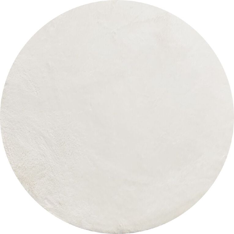 Living & Co Round Faux Fur Rug White 120cm White The Warehouse