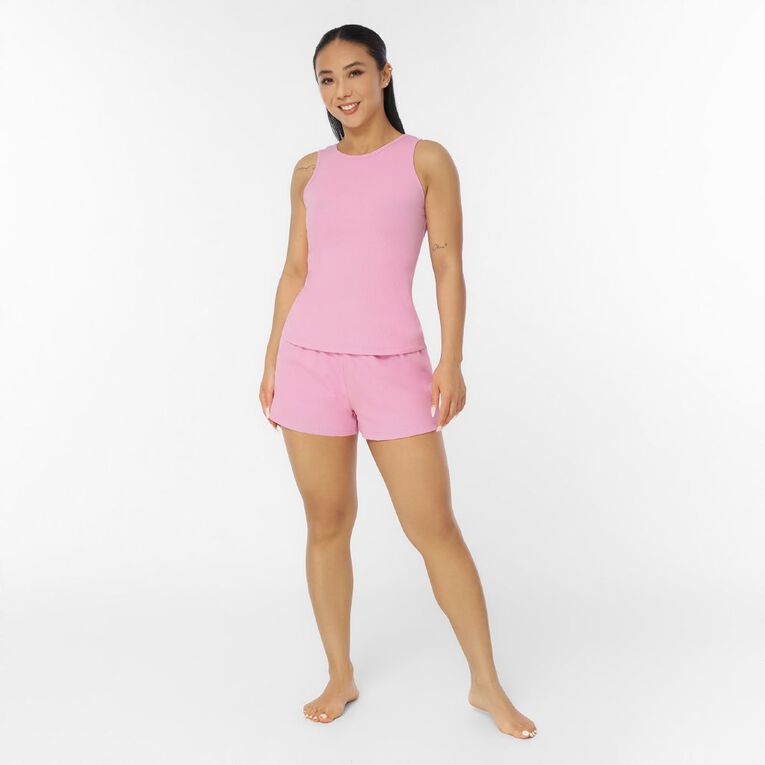 H&H Women's Rib Pyjama Shorts, Pink Mid, hi-res