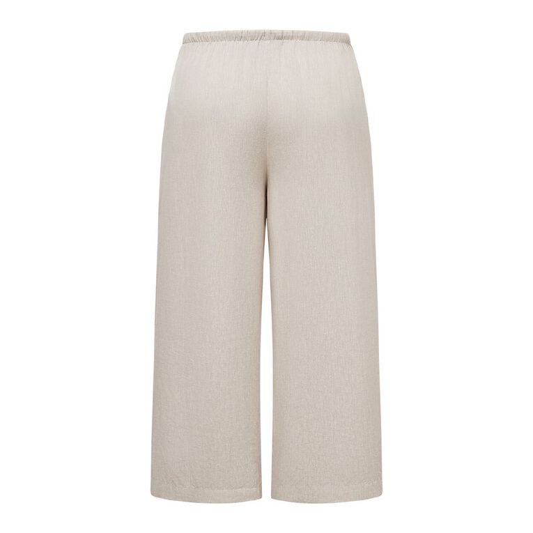 H&H Curve Women's Linen Blend Wide Leg Pants, Brown Light, hi-res