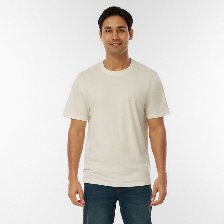 H&H Men's Regular Fit Crew Neck Tee, Cream, hi-res