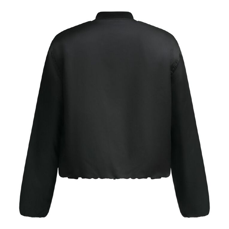 BRDRLESS Bindy Long Sleeve Balloon Bomber Jacket, Black, hi-res