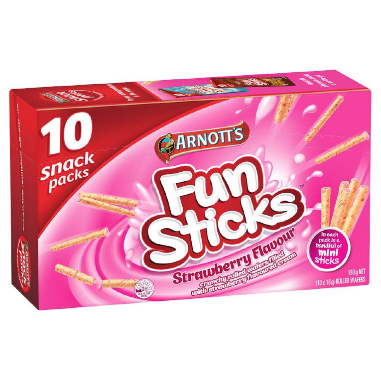 Arnott's Funsticks Strawberry 10 Pack, , hi-res