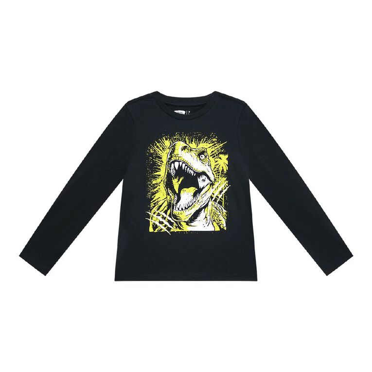 Young Original Long Sleeve Print Tee, Black, hi-res