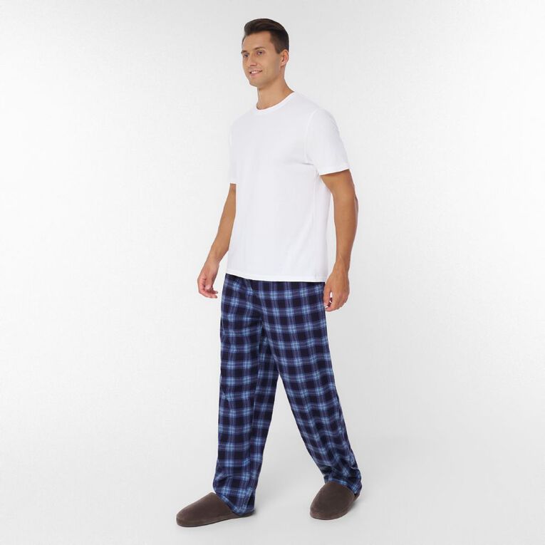 H&H Men's Flanelette Pyjama Pants, Blue Dark, hi-res