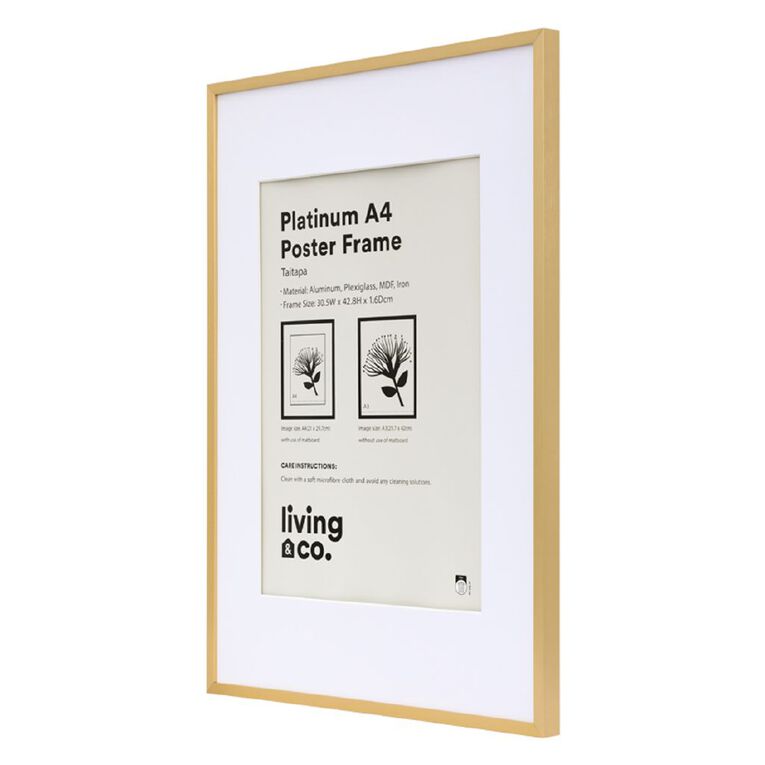 Living & Co Platinum Poster Frame A3/A4 Gold, , hi-res