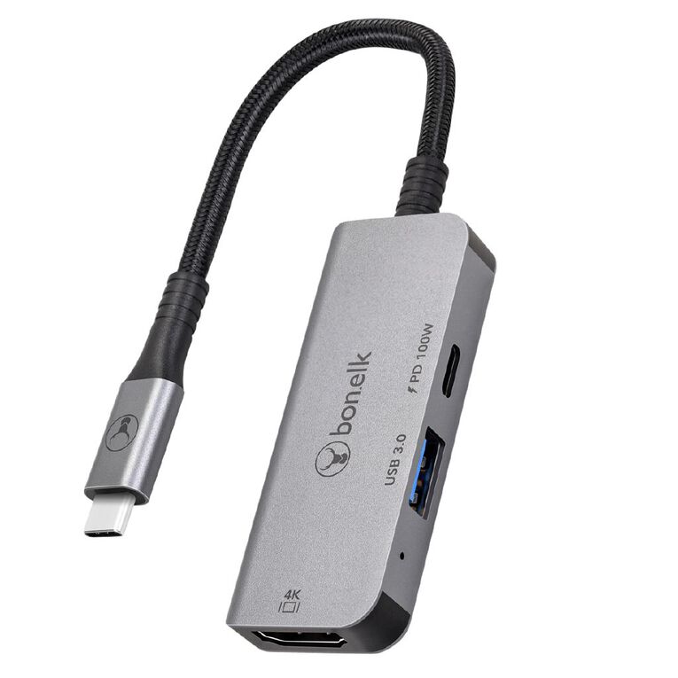 Bonelk Long Life 3in1 Multiport Hub Space Grey Black, , hi-res