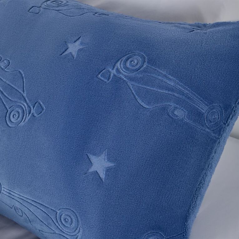 Living & Co Kids Duvet Cover Set Plush Embossed Blue Single, , hi-res