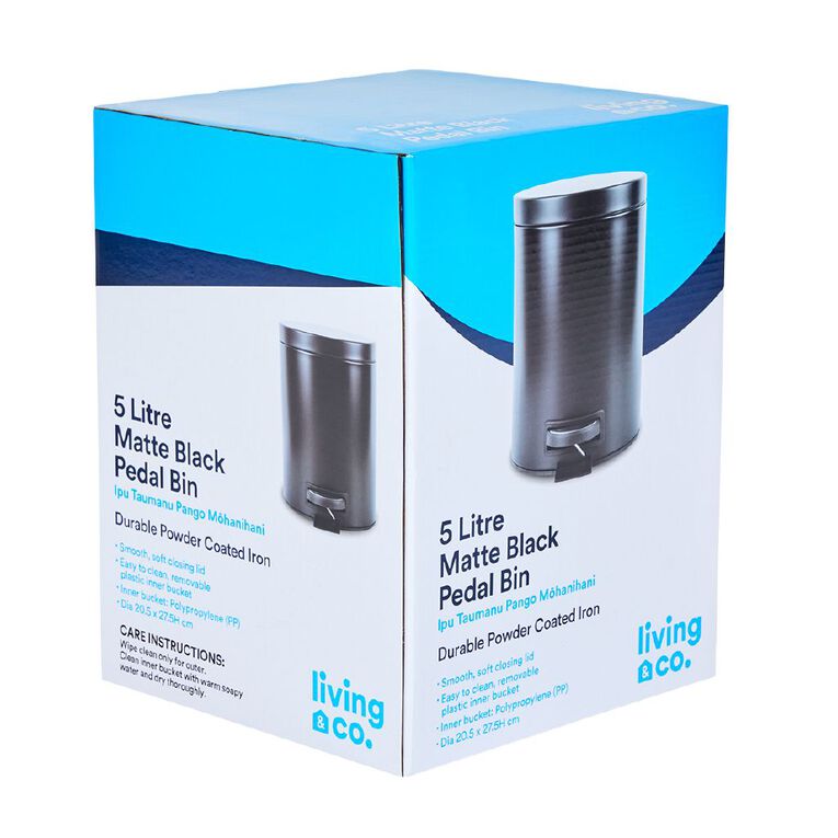 Living & Co Pedal Bin Black 5L, , hi-res