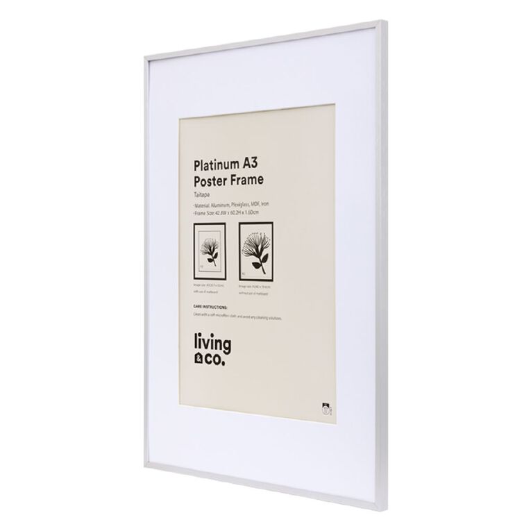 Living & Co Platinum Poster Frame A2/A3 Silver, , hi-res