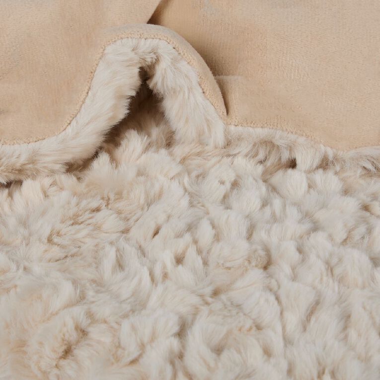 Living & Co Throw Faux Fur Texture Natural 127cm x 152cm, , hi-res