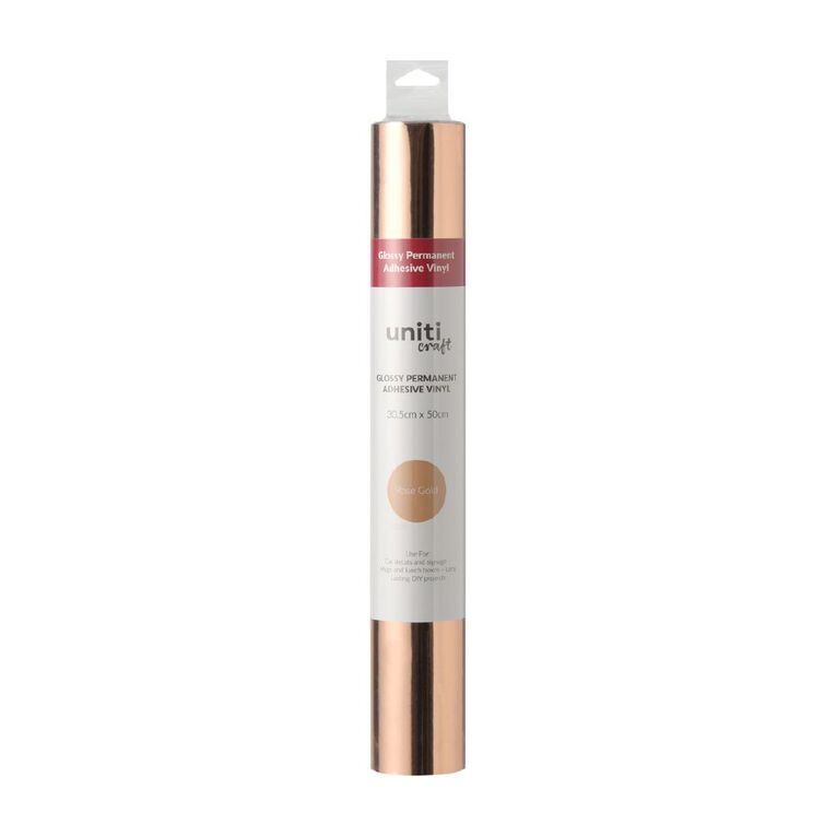 Uniti Craft Adults Glossy Permanent Vinyl Rose Gold 30.5cm x 50cm, , hi-res