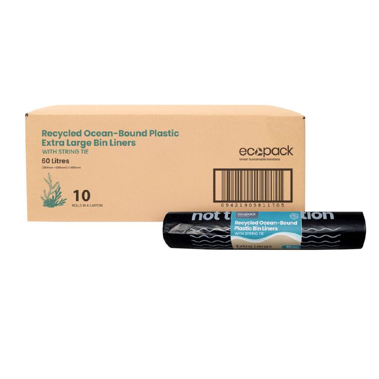 Ecopack Ocean-Bound Plastic Recycled Bin Liners 60L, , hi-res