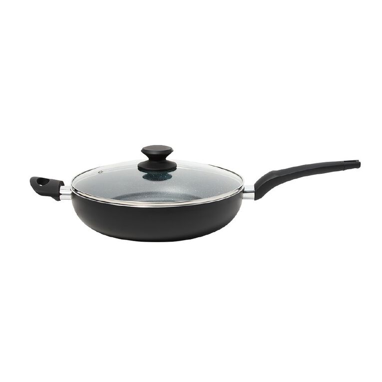 Living & Co Stone Deep Dish Frypan Black 28cm, , hi-res