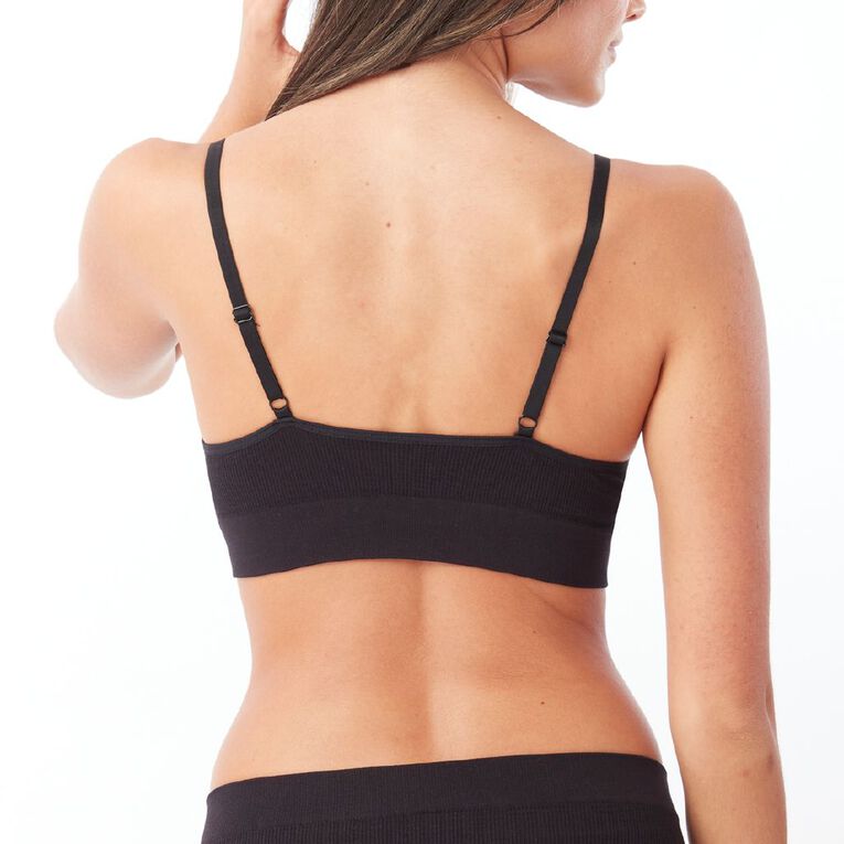 Clio Women's Bamboo Rib Bralette, Black, hi-res
