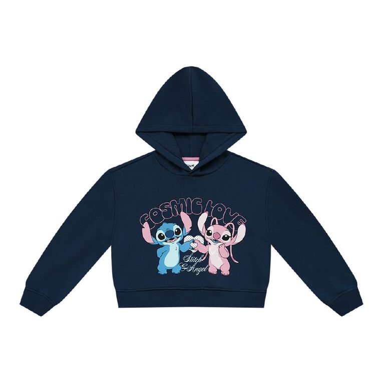 Stitch Cropped Pullover Hoodie, Blue Mid, hi-res