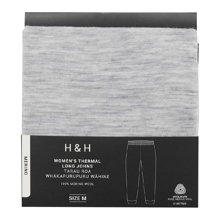 H&H Women's Merino Thermal Long Johns, Grey Marle, hi-res