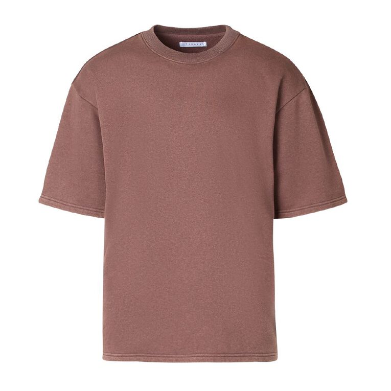 Garage Men's Plain Crew Sweat Tee, Brown Dark, hi-res