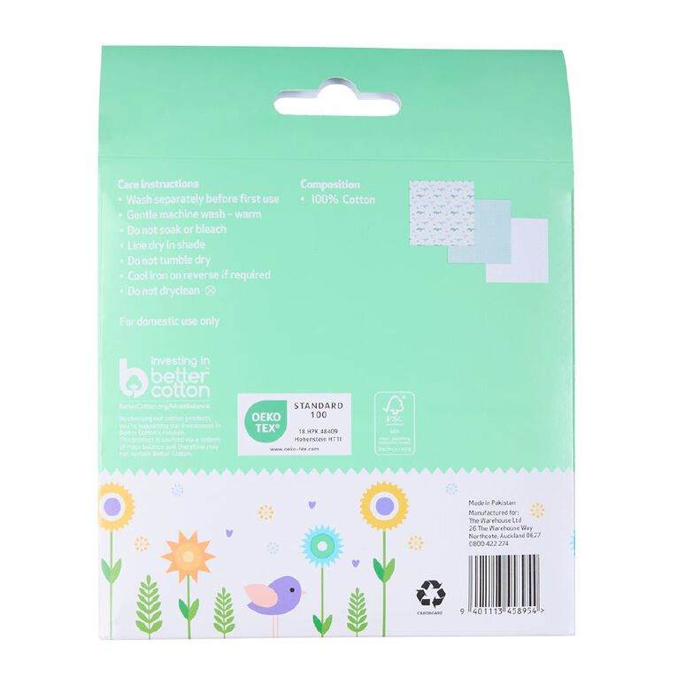 Babywise Muslin Wrap 3 Pack Whale, , hi-res