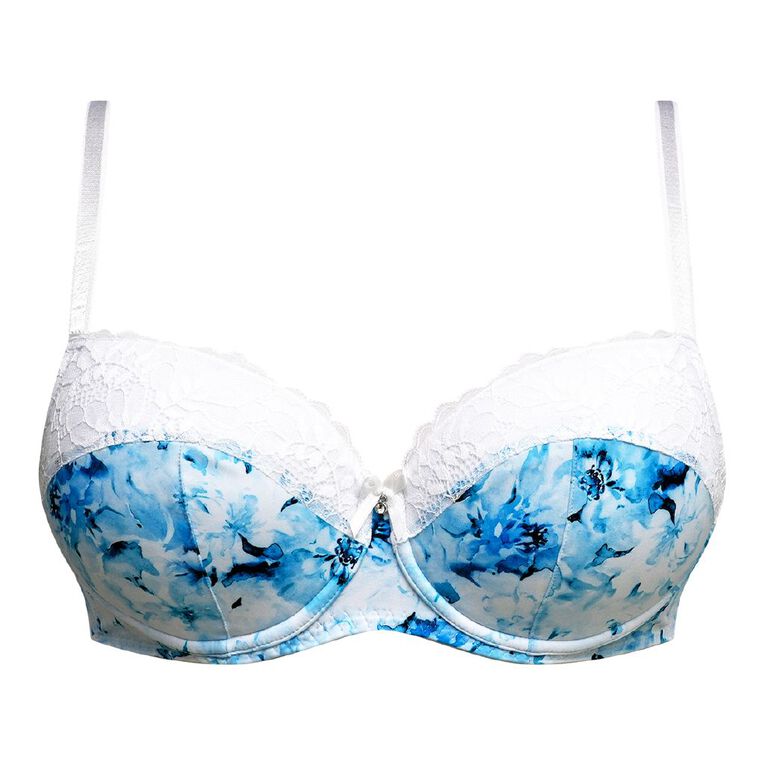 H&H Women's Belle Lace Print Full Cup Bra, White, hi-res
