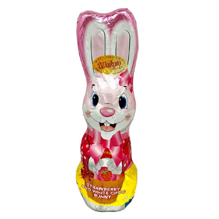 Waikato Valley Chocolates White Strawberry Bunny 160g, , hi-res