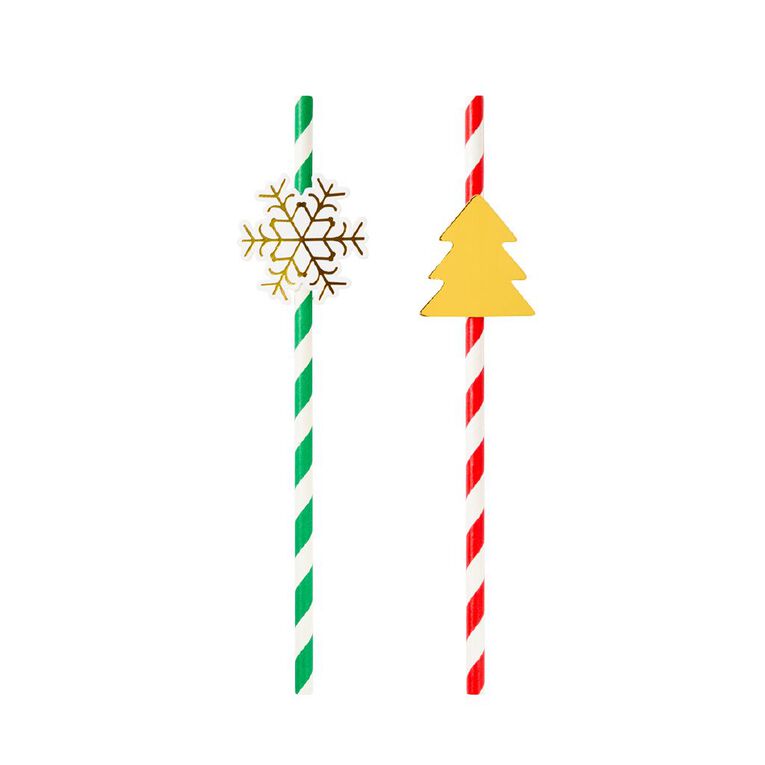 Wonderland Joyful Tidings Christmas Tree Paper Straws 2 Pack, , hi-res