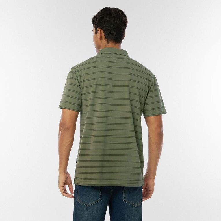 H&H Men's Stripe Polo, Green Mid, hi-res