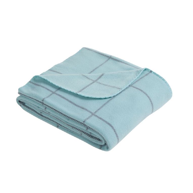 Living & Co Polar Fleece Throw Grid Blue 127cm x 152cm, , hi-res