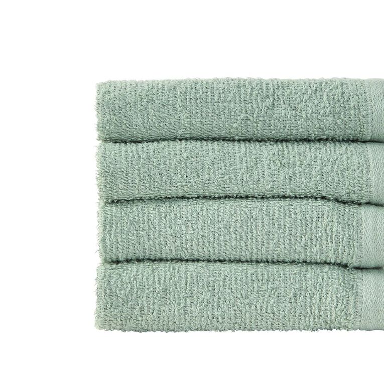 Living & Co Everyday Face Towel 4 Pack Sage, , hi-res