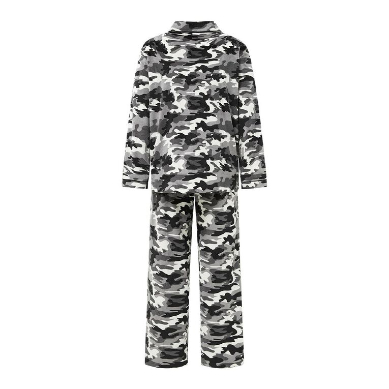 H&H Men's Soft Mink Button Up Pyjama Set, Grey Dark, hi-res