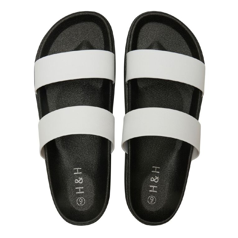 H&H Women's Emily Slides, Black/White, hi-res