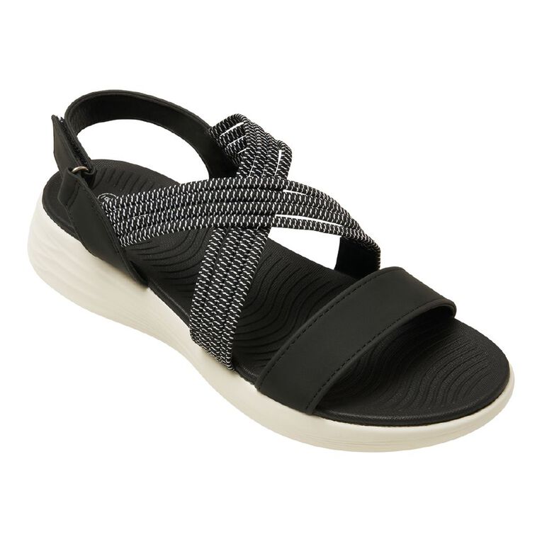 H&H Women's Sporty Sole Sandals, Black, hi-res