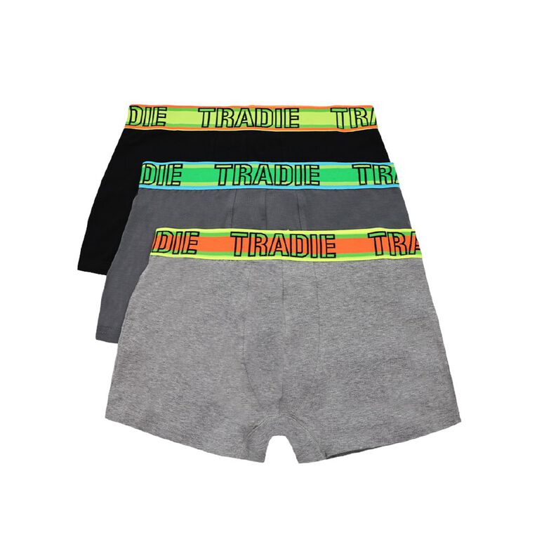 Tradie Men's Trunks 3 Pack, Charcoal/Marle, hi-res
