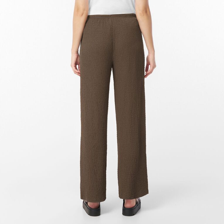 H&H Women's Crinkle Drawstring Wide Leg Pants, Brown Mid, hi-res