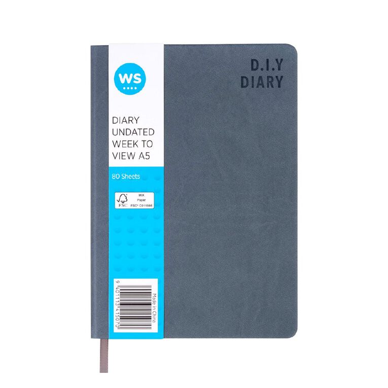 WS Undated Diary Week To Date Grey, , hi-res