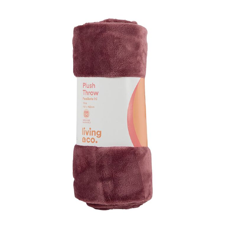 Living & Co Throw Plush Pink 127cm x 152cm, , hi-res