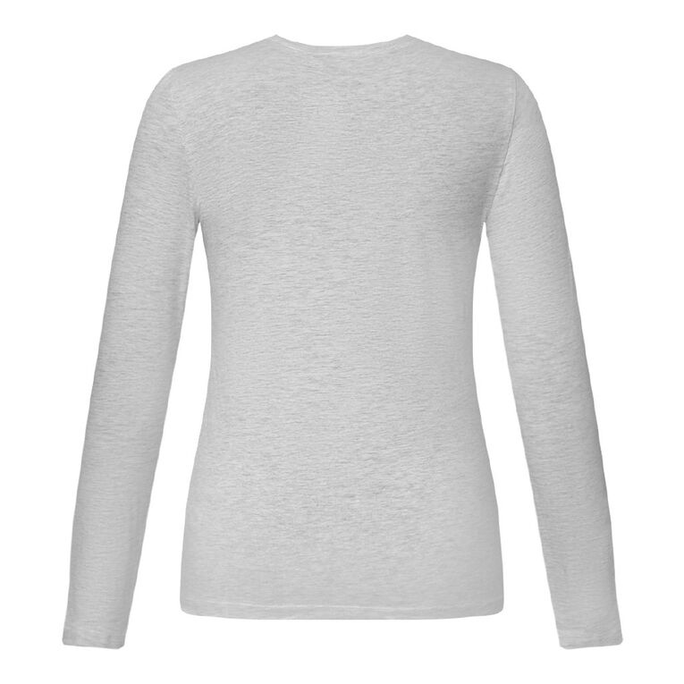 H&H Women's Stretch Long Sleeve Scoop Neck Tee, Silver Grey, hi-res