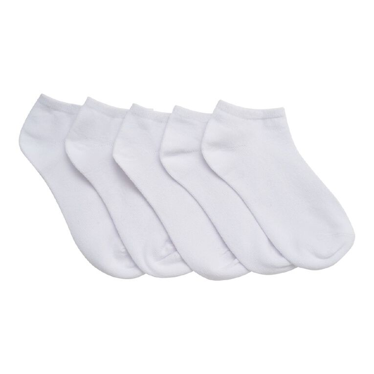 H&H Kids' Plain Liner Socks  5 Pack, White, hi-res
