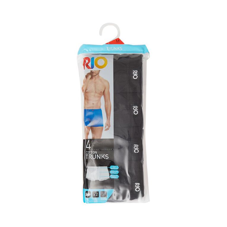 Rio Men's Tunnel Trunks 4 Pack, Black, hi-res
