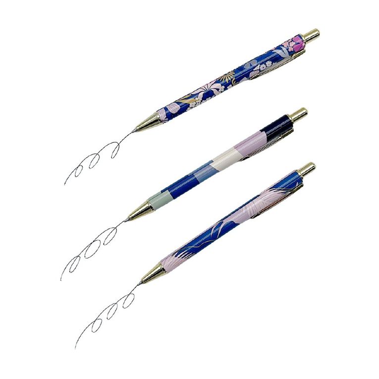 Uniti Floral Metal Ballpoint Pens 3 Pack Purple Mid 3 Pack, , hi-res