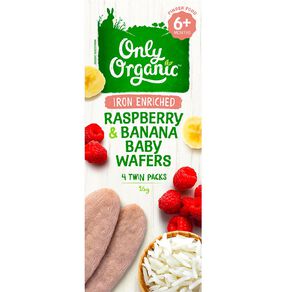 Only Organic Raspberry and Banana Wafers 16g