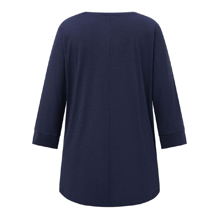H&H Women's 3/4 Batwing Tunic Top, Blue Dark, hi-res