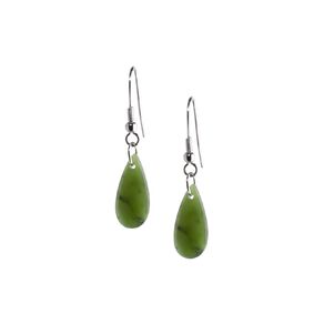 Kiwiana Stainless Steel Jade Stone Tear Drop Earrings 18mm