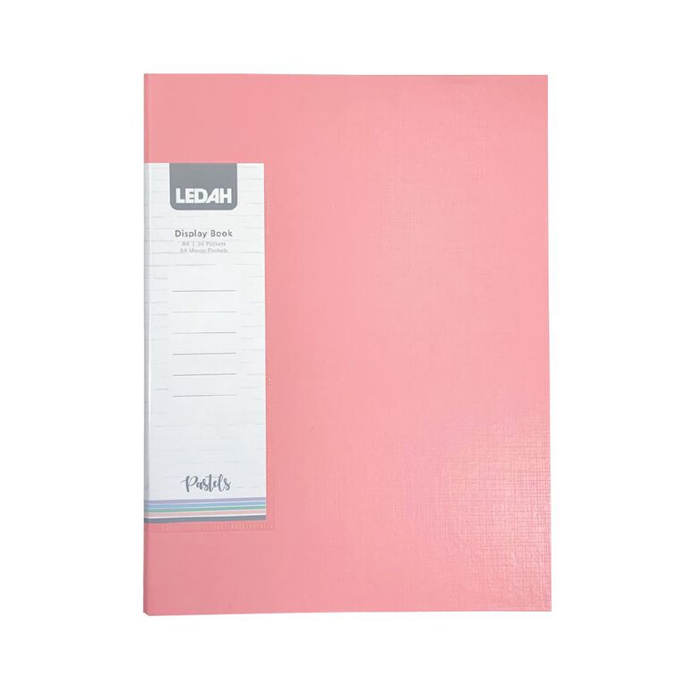 Ledah Pastels Display Book 20 Pocket Pink A4, , hi-res