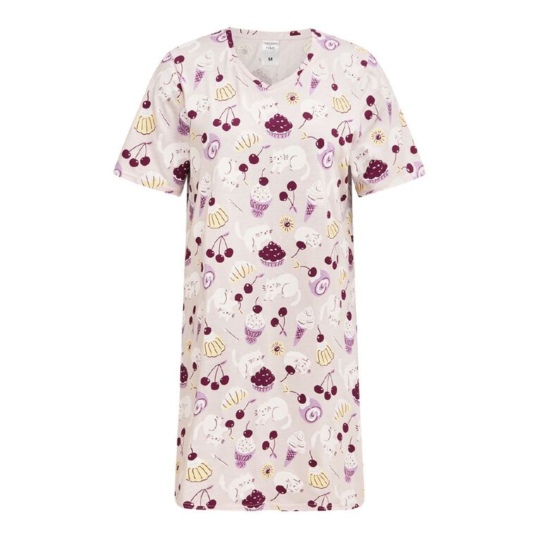 H&H Women's V Neck T-Shirt Nightie, Pink Light, hi-res