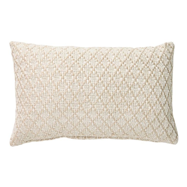 Living & Co Cushion Lumbar Diamond Taupe 30cm x 50cm, , hi-res