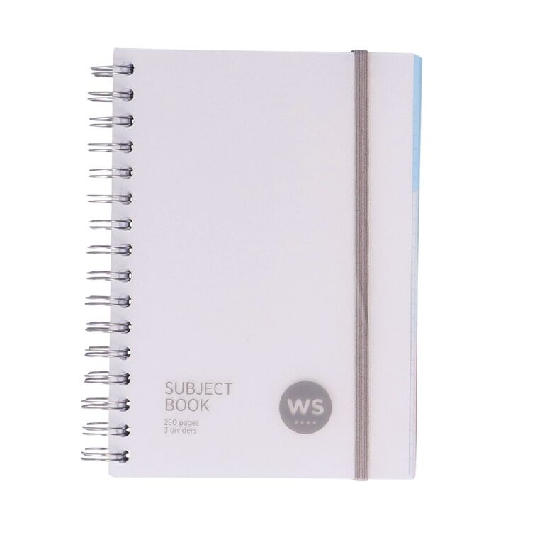 WS Subject Book with 3 Dividers 7mm Ruled White A5, , hi-res