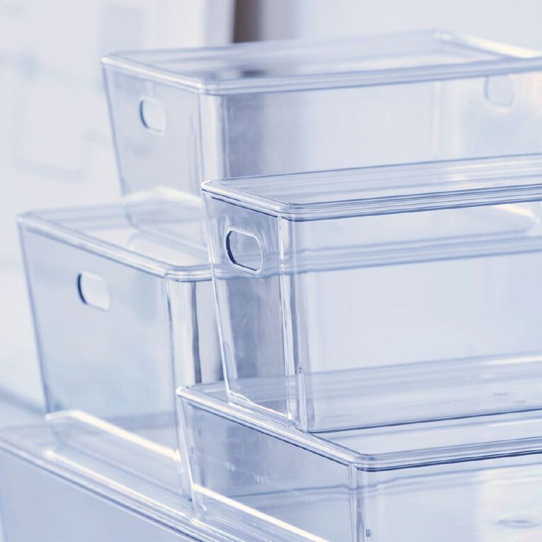Living & Co Lisse Shallow Lidded Organiser Clear 6L, , hi-res