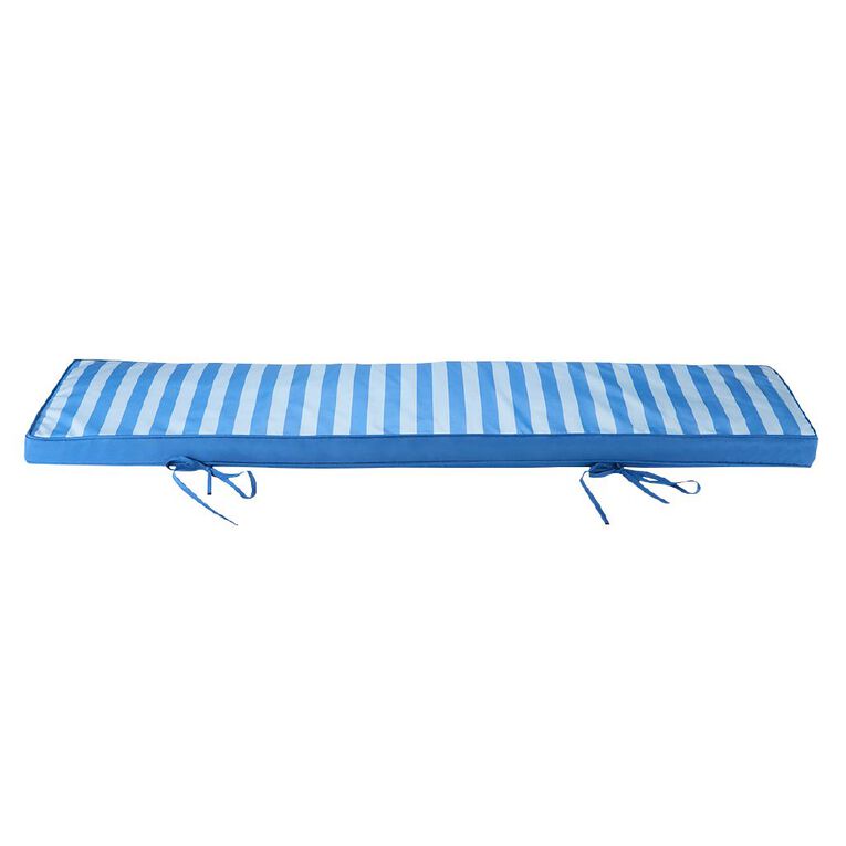 Living & Co Outdoor Bench Pad Stripes Blue 127cm x 34cm x 5cm, , hi-res